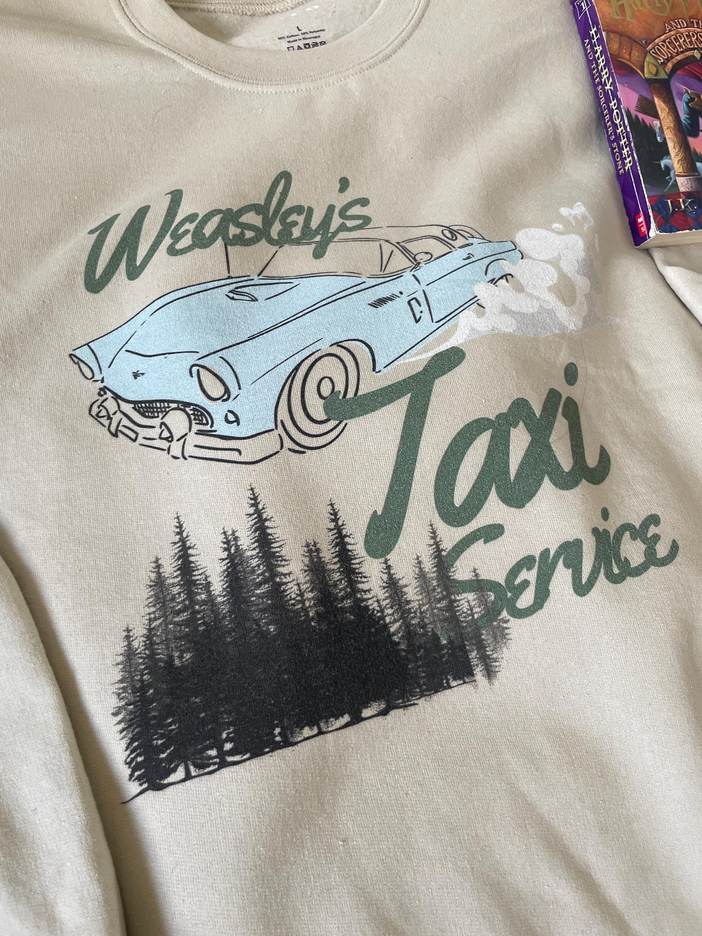 Weasley's Taxi Service | Magical Wizard School of Witchcraft and Wizardry Bookish Sweater, Harry and Ron sweater, Magical Flying Car sweater