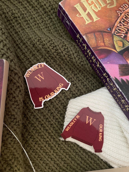 Weasley is Our King Waterproof Sticker | potterhead stickers, laptop stickers, kindle, water bottle sticker, gifts for readers
