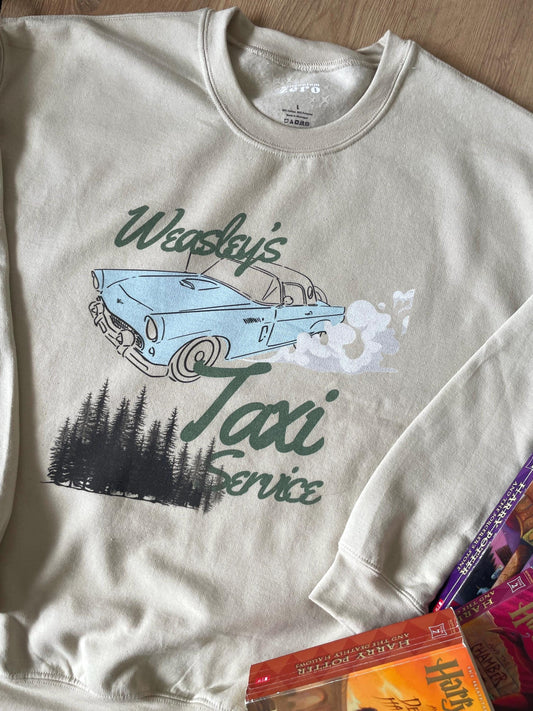 Weasley's Taxi Service | Magical Wizard School of Witchcraft and Wizardry Bookish Sweater, Harry and Ron sweater, Magical Flying Car sweater