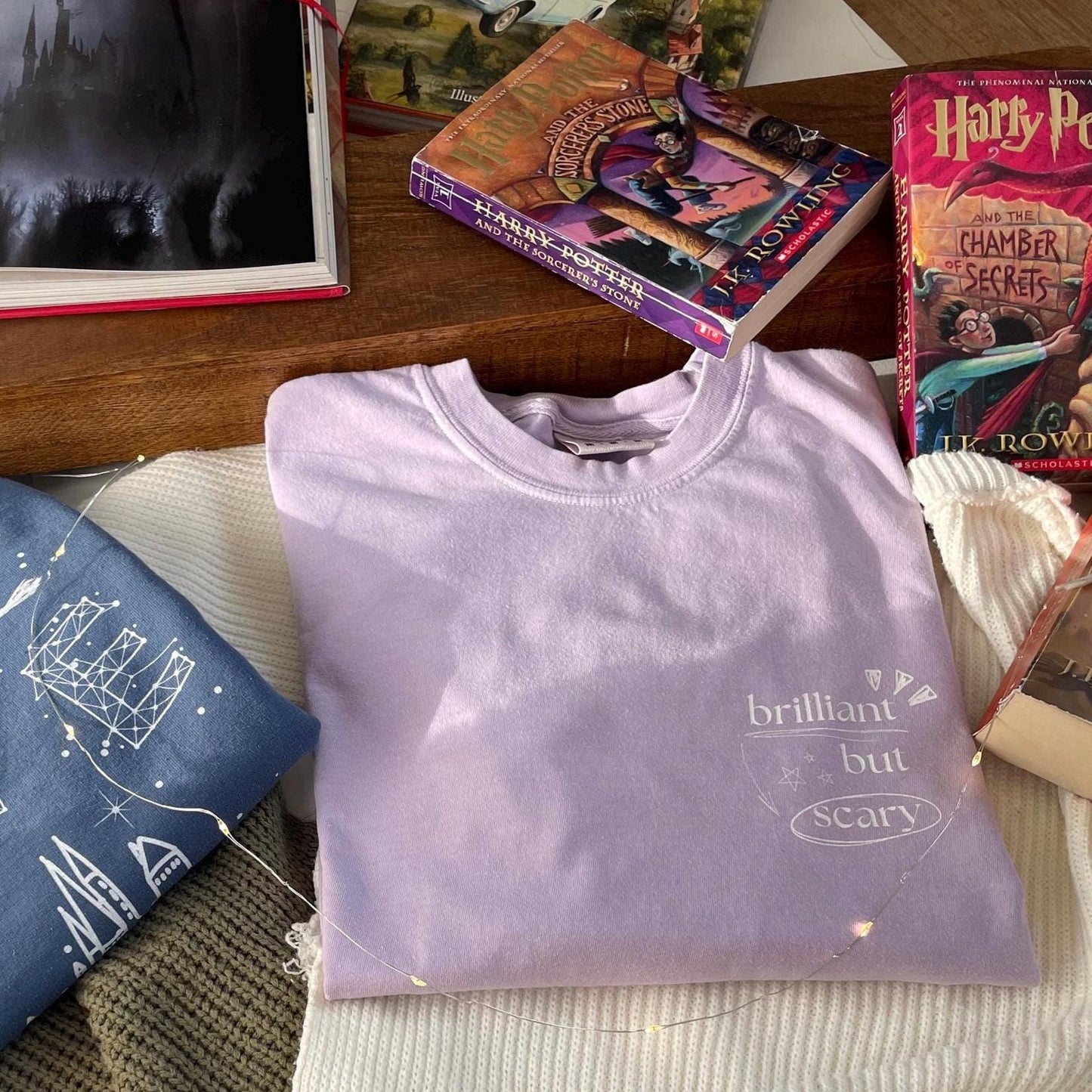 Brilliant but Scary | Magical Wizard School of Witchcraft and Wizardry Bookish long sleeve tee, Hermione witch quote tee
